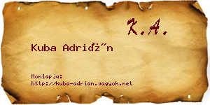 Kuba Adrián névjegykártya